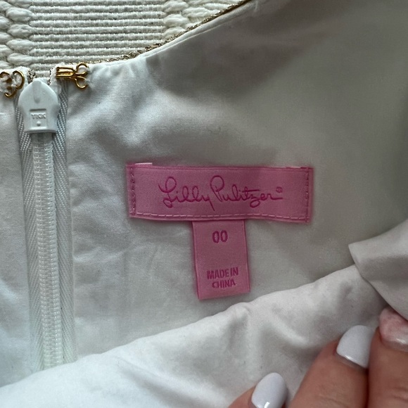 Lilly Pulitzer Jane Shift Dress in White and Gold 00 - Picture 3 of 9
